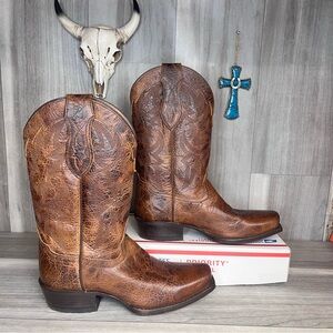 Cody James Sheldon Leather Square Toe Boots Mens 9 D Western Cowboy Farm